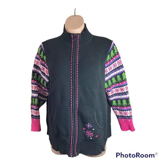Quacker Factory Sweaters - Quacker Factory Zip Up Sweater 2X